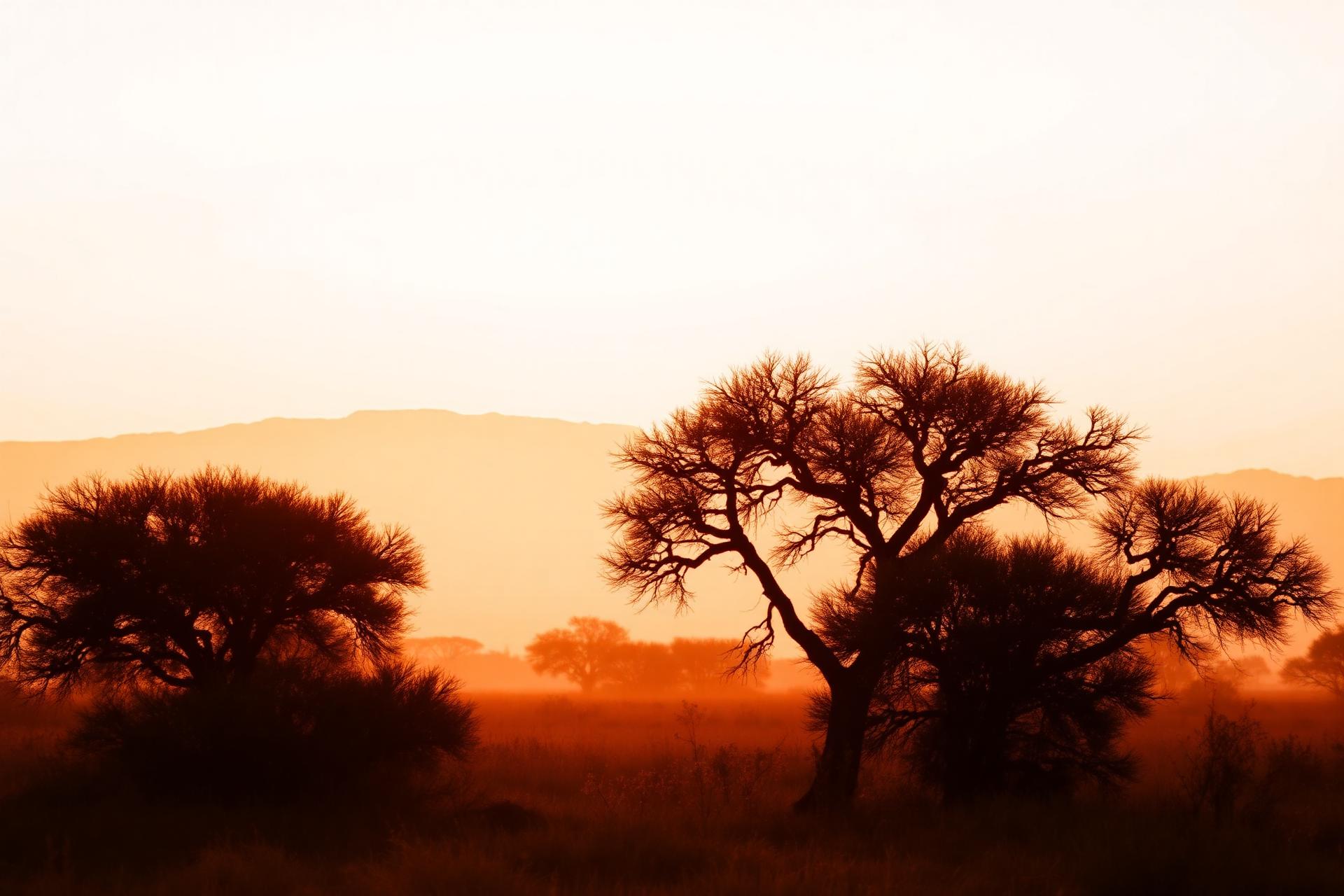 Golden hour over the African savannah